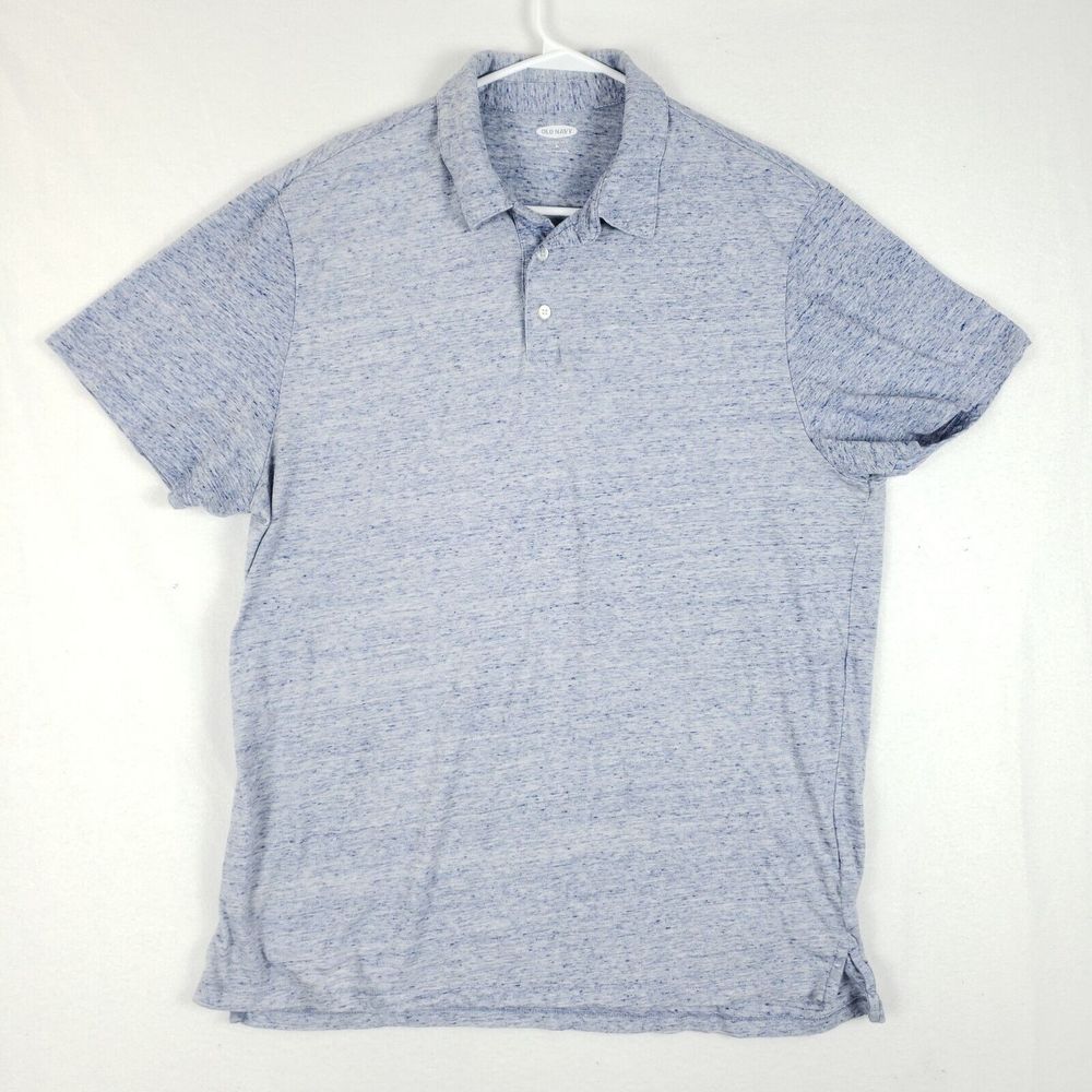 Old Navy Polo Shirt Mens XL Heather Blue Soft Washed Short Sleeves Summer Beach
